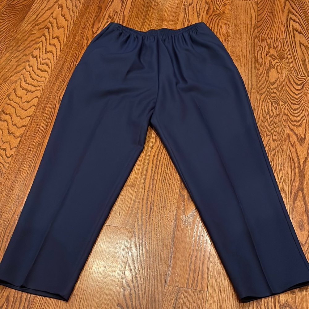 Alfred Dunner navy polyester elastic waist pants